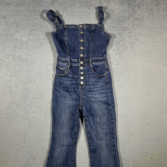 Insane Gene Pants - Insane Gene Denim Jumpsuit Retro-inspired Flare Leg Women's Large #3145